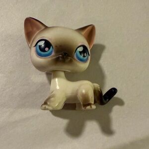 Littlest Pet Shop Collectible #5 Cream and Black Siamese Cat Blue Eyes